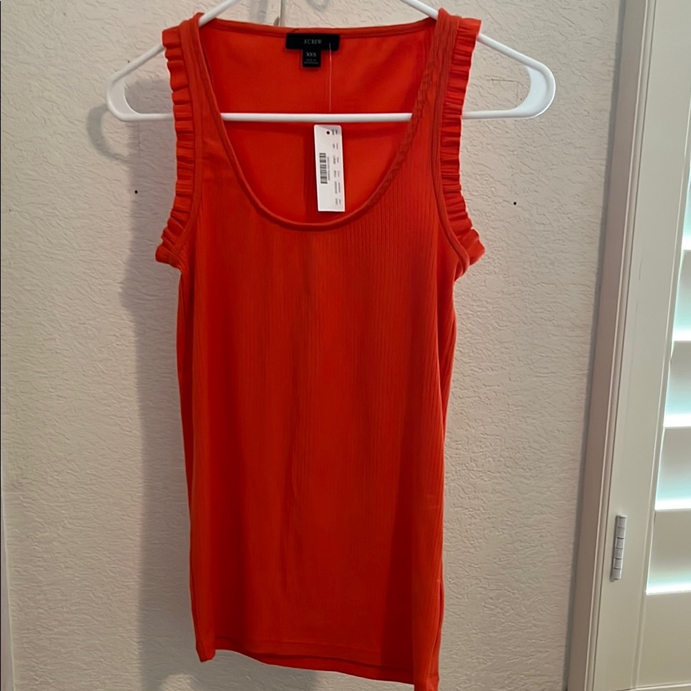 JCrew ruffle tank top.